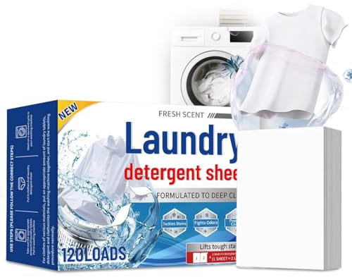 120PCS Laundry Detergent Sheets, Eco Laundry Detergent for Clothes, Laundry Soap Sheets for Washing Machine & Travel, Washing Strips, Convenient Soap Sheet, Plastic Free, Suitable for All Fabrics