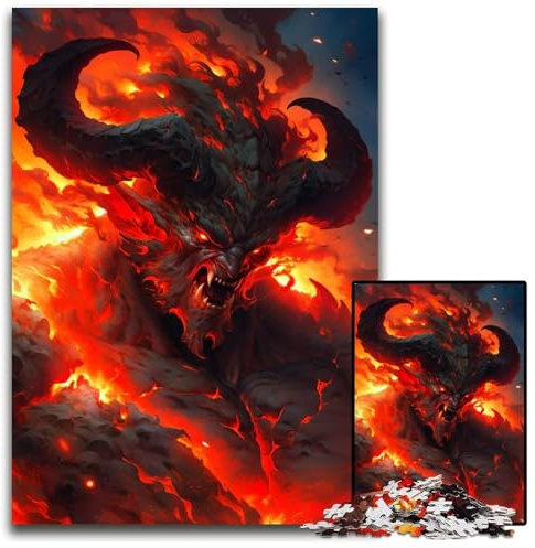Feuerhölle Diablo Balrog 1000teiliges Puzzle für Erwachsene Puzzles für Heimdekoration Gehirntraining 1000 Teile (75 x 50 cm)