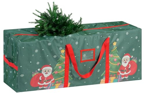 TaoQ C 9 Ft Christmas Tree Storage Bag, Waterproof Heavy Duty Oxford, Large Christmas Tree Bag with Handles and Sleek Zipper for Christmas Wreath Ornaments, Green
