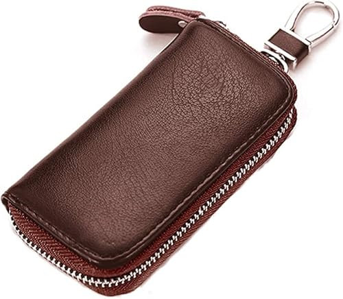 iSuperb® Praktisch Schlüsseletui Schlüsselmäppchen Leder Autoschlüssel Auto Key Schlüsseltasche mit Reißverschluss für Damen Herren (Braun)