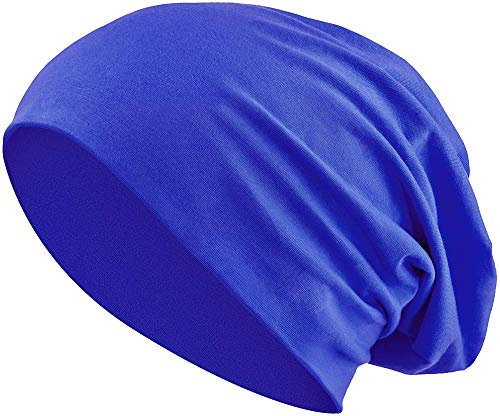 Jersey Baumwolle elastisches Long Slouch Beanie Unisex Mütze Heather in 35 (3) (Royal Blue)