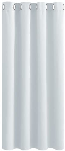 PONY DANCE Tende Camera da Letto Moderna Termiche Isolanti per Interni Curtain Oscurante ad Anelli per Soggiorno L 140 x A 180 cm 1 Pannello, Bianco Grigiastro
