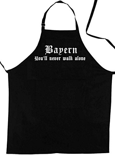 ShirtShop-Saar Bayern - You'll Never Walk Alone; Schürze (Latzschürze - Grillen, Kochen, Berufsbekleidung, Kochschürze), schwarz