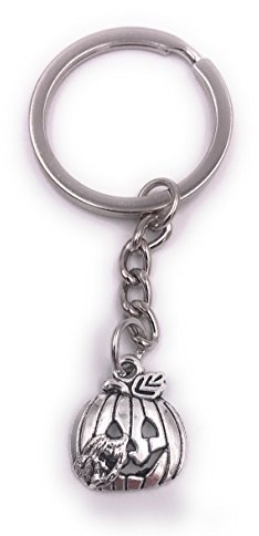 H-Customs Halloween pumpkin mask key ring pendant silver metal