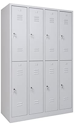 furni24 Garderobenschrank Schließfach Spind Umkleideschrank Kleiderschrank Abteilbreite 30 cm 8-türig fertig montiert Verschiedene Ausführungen verfügbar