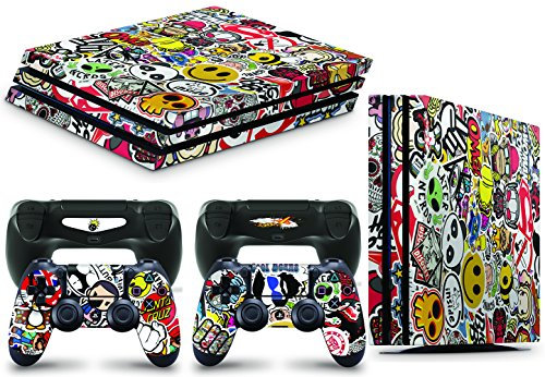giZmoZ n gadgetZ Calcomanía de Vinilo para Consola PS4 Pro + 2 Fundas para Controlador