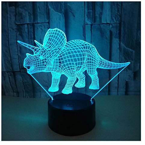 Comiwe Dinosaurier (C) 3D Illusion Nachtlicht Spielzeug,Dekoration LED Nachttischlampe 16 Farben Ändern mit Fernbedienung,Weihnachten Deko Lampe Geburtstagsgeschenk Für Mädchen Jungen Kinder Freunde