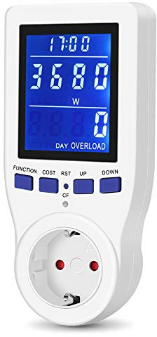 Wattmètre Prise Compteur d'énergie Numérique, Consommation d'énergie Mètre Contrôleur de Consommation Electrique, Compteur de Courant électrique avec Écran LCD Surcharges de Protection Maximum 3680W