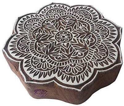 Royal Kraft 8 Inch Traditionell Holzblöcke Groß Runden Blumen Entwürfe Großer Drucken Stempel