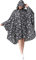 NUUR Damen Regenponcho Regenmantel Unisex Regenjacke Wasserdicht Regencape Wiederverwendbar mit KapuzeSchwarz Blumen