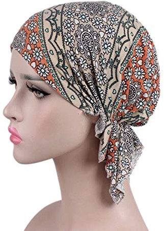 TININNA Stretch Turban Mütze Baumwolle Kopftuch Drucken Kopfbedeckung Hüte,Frauen Muslim Beanie Schal Bandana Hut Chemo Krebs Chemotherapie Haarausfall Schlafmützen