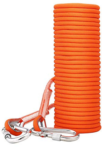ENJOHOS 8mm Kletterseil, Sicherheitsseil mit Schraubkarabiner, Klettergurt Sicherungsseil Tragegewicht 950kgfür Wanderung Bergsteigen Camping Baumklettern (Orange, 10 M)