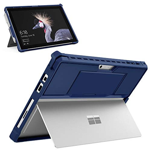 MoKo Hülle Kompatibel mit Microsoft Surface Pro 7 Plus 2021/Surface Pro 7 2019/Pro 6/Pro 2017/Pro 5/4/LTE, All In One Schutzhülle Stifthalter Handschlaufe Kompatibel mit Typ Cover Tastatur, Blau