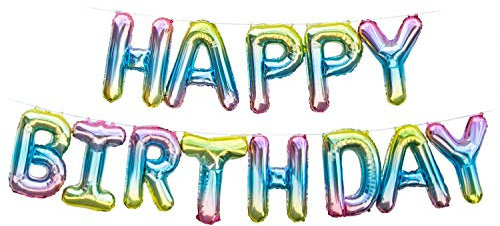 Oblique Unique® Happy Birthday Folienballon Girlande Banner Bunt als Geburtstag Kindergeburtstag Party Deko mit 13 Folien Luftballons