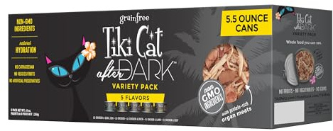 TIKI PETS Cat After Dark Canned Nassfutter Getreidefrei mit Organfleisch für Katzen und Kätzchen, 8 Dosen 156 ml