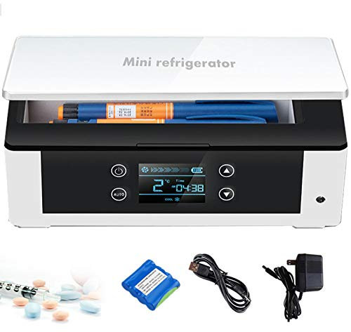HGJDKSJ Réfrigérateur à Insuline, Mini Glaciere, Batterie Au Lithium 10200 Mah, Contrôle Intelligent de La Température 0-18 ° C, Utilisée pour La Réfrigération des Médicaments, avec Sac à Main