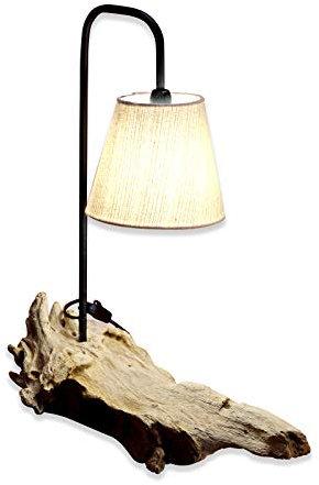 Kinaree Treibholz Tischlampe KOLOA - 48 cm Tisch Leuchte mit Lampenschirm aus Treib Holz, geeignet für Wohnzimmer, Flur, Schlafzimmer oder Badezimmer