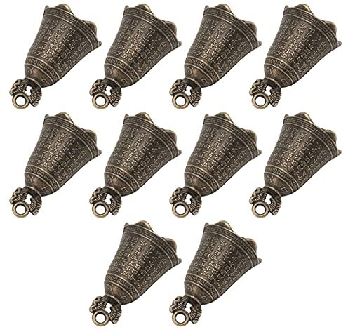 Angoily 10 Stück Vintage Glocke Eisen Glocke Charm Handwerk Retro Figur Mini Jingle Bell Feng Shui für DIY Windspiele Türklingel Schlüsselanhänger Anhänger