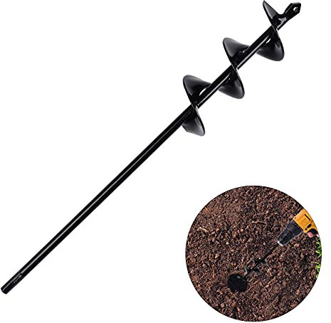 Garden Auger Drill Bit, 14.7 Garden Auger Spiral Drill Bit for Planting Tulips, Iris, Bedding Plants and Digging Weeds Roots