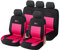 Upgrade4cars Autositzbezüge Pink Schwarz | Autoschonbezüge Set für Vordersitze & Rückbank | Rosa Autositzbezug Universal