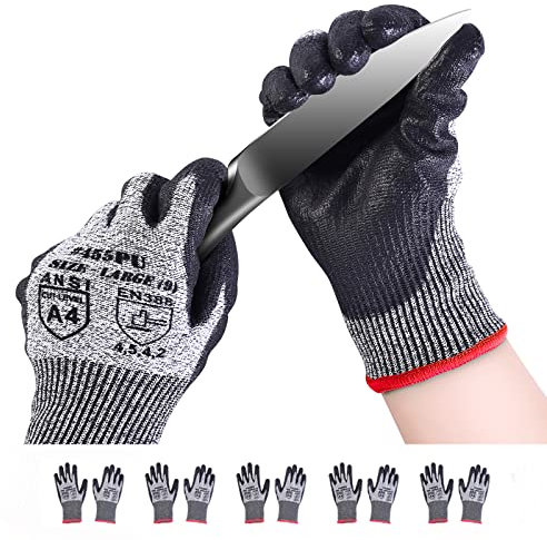Donfri 5 Paar Schnittschutzhandschuhe Arbeitshandschuhe herren winter,handschuhe schnittfest garten handschuhe schnittfest dornenfest schnitzhandschuhe (Large)