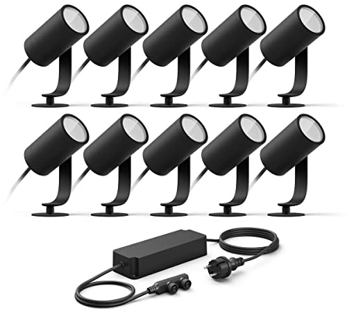 Philips Hue Lily Basic Set of 10 Garden Spots (Anthracite) - White and Colored Light - Includes Power Cable Garden Lighting - Hue White and Color Ambiance