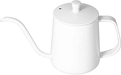 Kaffeekanne, Edelstahl Handtropf-Kaffeekanne Kaffeeausgießer Wasserkocher Gießen über Schwanenhals Teekanne mit Deckel,Kaffeekanne mit Schwanenhals(Weiß 600ml)