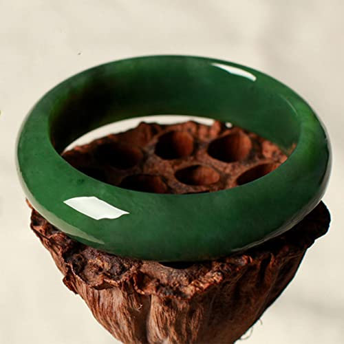 DHJY Natürlicher Grüner Jade-armreif, Klassischer Retro-Hand-Jade-Armband Im Chinesischen Stil, 59mm