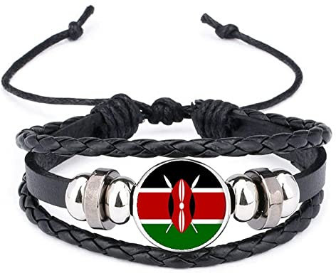 PJ4U Kenya Black Leather Bracelet And Velvet Gift Bag
