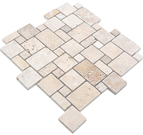 Travertin Mosaico Pietra naturale a mosaico travertin beige opaco parete pavimento cucina bagno doccia