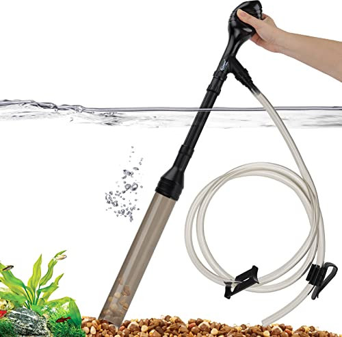 hygger Handbuch 960LPH Kies Staubsauger für Aquarium, Laufen in Sekunden Aquarium Kies Reiniger Niedriger Wasserstand Wasserwechsler Fischtank Reiniger mit Pinch oder Griff Saugball Einstellbare, L