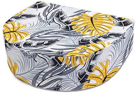 Amilian Sitzkissen gut auch als Nackenkissen, Keilkissen oder Rückenkissen für bequemes Entspannen 30 x 35 cm für Kinder und Erwachsene: Monstera Grau Senfgelb