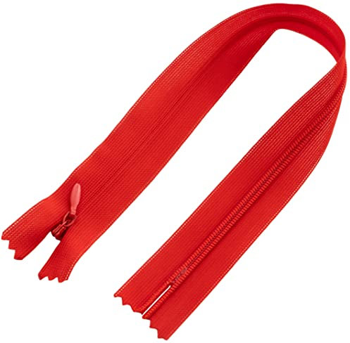AERZETIX - C60922 - Satz mit 10 Reißverschlüssen unsichtbar 30cm Nicht trennbar - reißverschluß mit Gestell - Farbe rot - Lederwaren Hosen Kleid Rock Schieber kleidungsstück nähen