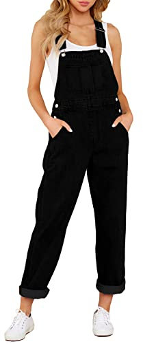 Roskiky - Salopette casual da donna in denim elasticizzato, con tasche, S