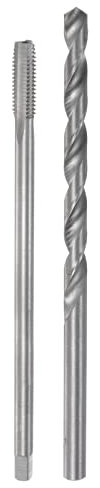 sourcing map Taraud & Embout Ensembles, M8 x 1.25 H2 Droit Cannelure Machine Fil Taraud Fraisage 150mm Extra Long, 8mm Haut Vitesse Acier (HSS) Foret Hélicoïdal