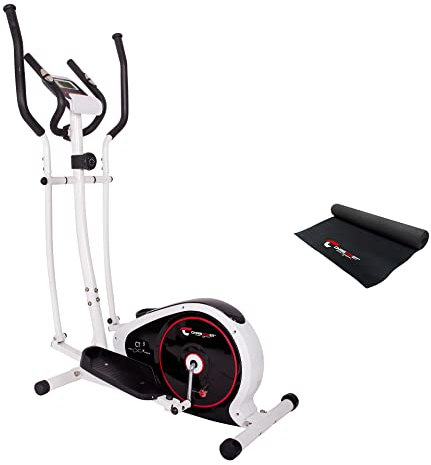 Christopeit Sport Crosstrainer CT 3 Silber inkl. Bodenschutzmatte – 8-stufiger Widerstand – Pulsfrequenz-Messung - 7kg Magnet-Bremssystem