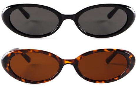 Laurinny 90s Retro Oval Sunglasses for Women Men