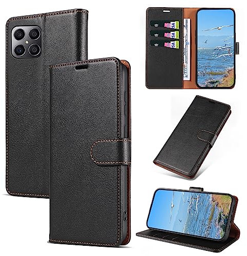 KKEIKO Funda para Honor X8 4G, Billetera Carcasa de PU Cuero, Anti Golpes Magnético Funda con Stand Function para Honor X8 4G, Negro