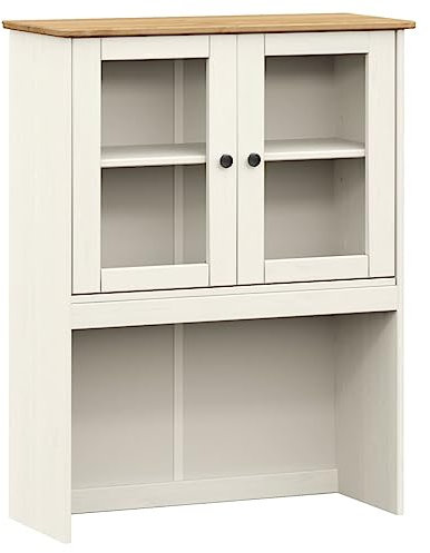Festnight Sideboard-Aufsatz VIGO Buffet-Aufsatz Aufsatzschrank Vitrine aus Massivholz Schrank-Aufsatz Buffet-Schrank Vitrine Weiß 78x30x100 cm