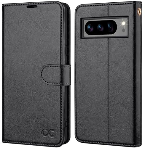 OCASE Google Pixel 8 Pro Hülle PU Leder [Standfunktion] [Kartenfach] [RFID-Sperrung Schützt] Handyhülle Lederhülle Klapphülle Kartenfach Flip Cover für Pixel 8 Pro Handy hülle Leather Schwarz