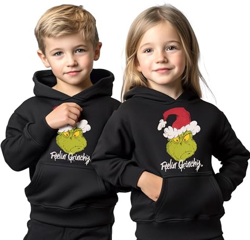 United Labels Grinch Hoodie für Jungen und Mädchen, Schwarz, 170 176, Kapuzenpullover für Kinder, Pullover mit Kapuze, Sweatshirt