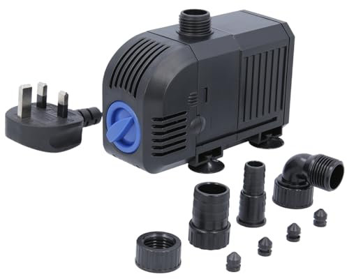 Water Pump Mini Submersible 1500L/H 25W Electric Ultra Quiet Garden Pond Pump for Aquarium Fountains Fish Tank Pond Hydroponics Statuary with 4 Strong Suction Cups 3 Nozzles TOUGH MASTER