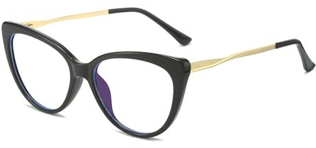 Cyxus Blaulichtfilter Brille Damen mit Katzenauge Leichtes TR90 Mode Vintage Brille Ohne Stärke Anti Schädliches Blaulicht UV400 von Handy Computer 8144 (01-Schwarz&Gold)