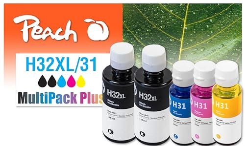 Peach H32/31 Spar Pack Plus Druckerpatronen (2xBK, C, M, Y) ersetzt HP No. 32XL*2, No. 31 für z.B. HP Smart Tank Plus 550, HP Smart Tank Plus 555, HP Smart Tank Plus 559, HP Smart Tank Plus 655