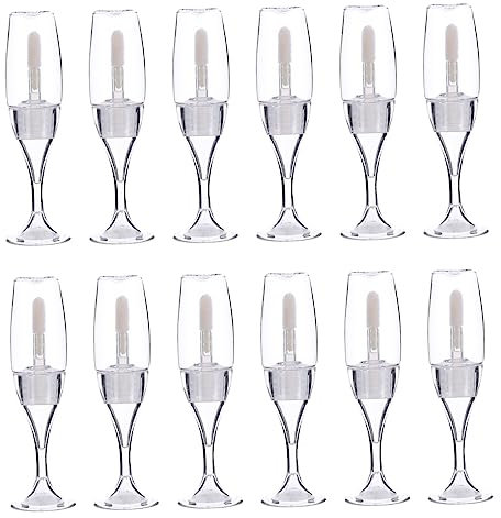 DOITOOL 12pcs Wine Glass Vials Lip Gloss Lipgloss Lip Tint Clear Container Empty Lip Balm Containers Clear Lip Balm Bottles Lip Makeup Lipstick Tube Refillable Bottles Plastic Bottles Mini