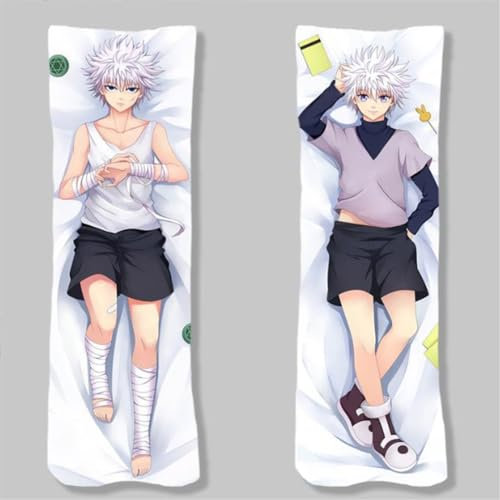 Xingbiyou Seitenschläfer Kissenbezug, Hunter×Hunter Killua Zoldyck Cosplay Atmungsaktiver Kissenbezug Pfirsichhaut Velour mit Reißverschluss (C, 150x50cm)