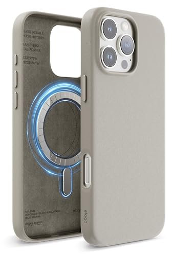 elago Magnetic Leather Case Compatible with iPhone 16 Pro Max Case, Compatible with All MagSafe Accessories, 6.9 inch - Built-in Magnets, Vegan Leather, Shockproof, Water-Resistant (Light Grey)