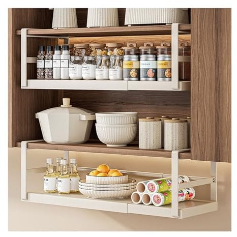 Credenzacredenza Scaffale Cestino da Appendere Cestino da Appendere in Metallo Armadio Cestino Scaffale per Appendere l'armadio della Cucina Guardaroba Ripiano Inferiore Cestino portaoggetti