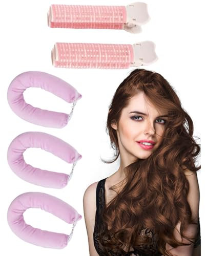 YATEICBC 3 pièces fer à boucler sans chaleur, 2 pièces pince à boucler, fer à boucler de nuit avec crochet,fer à boucler pour tous les types de cheveux fer à boucler sans chaleur