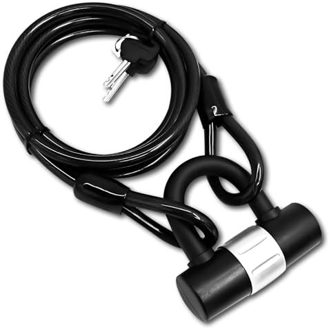 E Scooter Schloss Mit Tasche, 47.24in/14MM Dickes Kabelschloss für E-Scooter, Fahrradschloss,Handschellenschloss E Scooter für Scooter Roller, Fahrrad, Kinderwagen (Schwarz_typ 2)